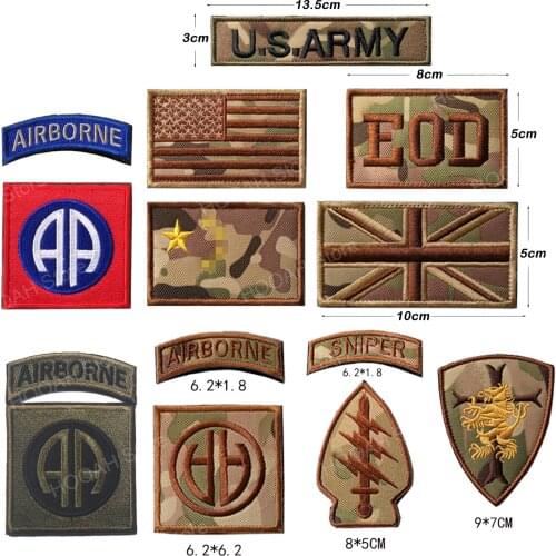 U.S. ARMY Patch EOD Unit SNIPER Patch AIRBORNE Tactical Emblem UK USA flag Military Badges Appliques Armband Stickers CP