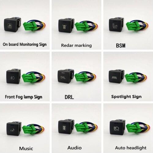 JanDeNing Automobile Refitting Switch Fog lamp Switch LED/DRL/Power Switch With Tail Line ForToyota Camry 2018 2019