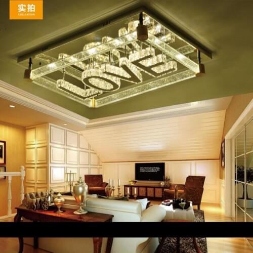 Rectangular living room lamp modern minimalist bedroom LED crystal ceiling lamps creative personality hall restaurant lighting