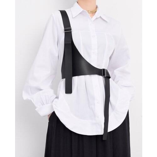 Retro Punk Strap Girdle Sexy Women Handmade Belt Decorative Shirt Dress PU leather Smooth Buckle Vest Harness Belt For Women