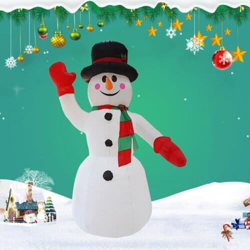 Scarf Hat Snowman Christmas Inflatable Props Can be Fixed Outdoor Decorations Glow In The Dark Led Night Light Festival Party