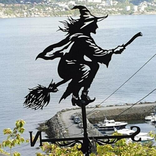 Witch Weather Vane Roof Mount Wind Direction Indicator Kit Outdoor Garden Bracket Weather Wind Speed Spinner