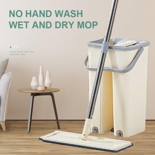 Magic Semi-automatic washing Mop with 2 Bucket No Hand Wash Squeeze Spray Mop Home Kitchen Floor Lazy Clean Tools