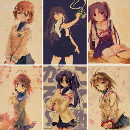 Japan Anime Clannad Retro Poster Anime Posters Wall Decor Posters Home Decor Wall Art Canvas Painting Photos for Childrens Room