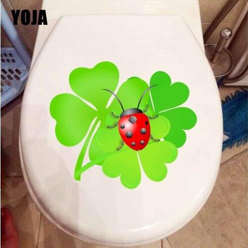 YOJA 20.9X17.4CM Funny Home Decor Wall Sticker Toilet Decal Tetrafolium And Coccinella Septempunctata T5-1045