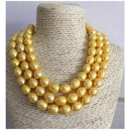 Fine jewelry beautiful NATURAL AAA 10-11MM SOUTH SEA GOLDEN PEARL NECKLACE 50 INCH 14K GOLD CLASP wholesale