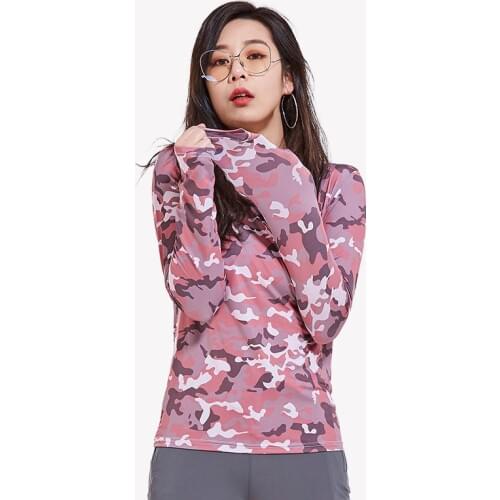 Women Spring Summer Sports Camo Quick Dry Shirt Outdoor Running Climbing Fitness Riding Thin Breathable Long Sleeve O-neck Tops