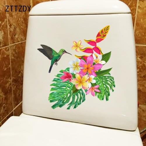 ZTTZDY 22CM×23.7CM Asuka Flower Creative Bathroom Decor Toilet Stickers Home Wall Decals T2-0845