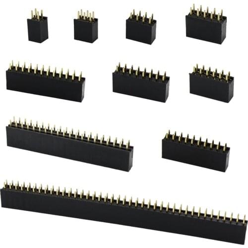 10PCS 2,54mm 2x/2/3/4/5/6/7/8/9/10/11/12/14/16/18/20/25/30/40 Pin Double Row Female Straight Pin Header Needle Socket Pin Strip