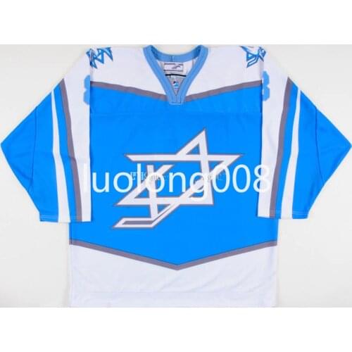 Custom 2020 men 8 Ron Vainshtein Israel National Team Hockey Jersey Embroidery Stitched Customize any number and name Jerseys