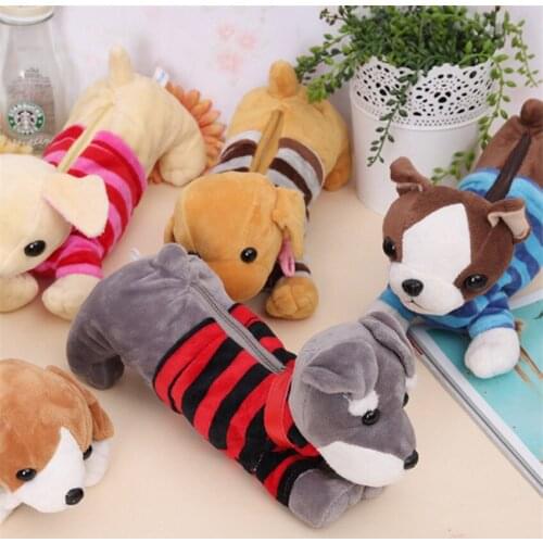 23Cm Cute Kawaii Anime Golden Retrieve Chihuahua School Bag for Pencil Stuffed Plush Toy Dogs Christmas Gifts for Children Girls