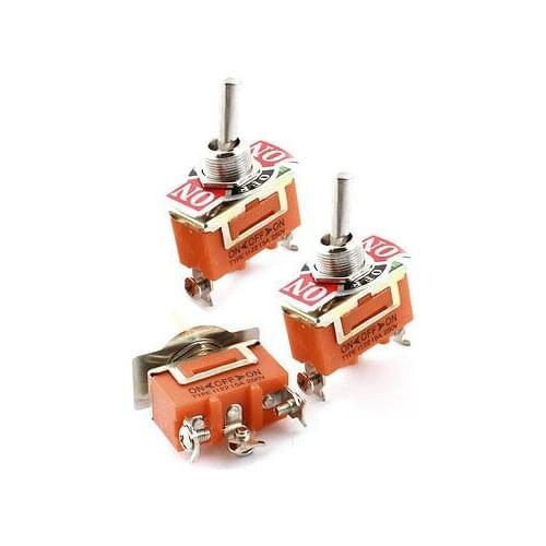 3PCS AC250V 15A ON-OFF-ON Three Screw Terminals SPST Locking Toggle Switch