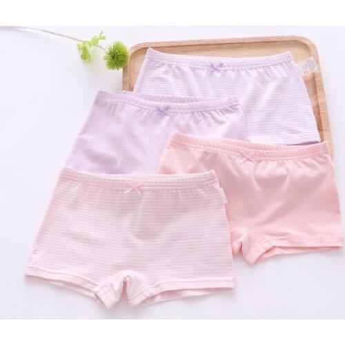 Children Underwear 4PCS Set Girls High Quality Cotton Panties Kids Girl Solid Pink Summer Shorts 2-10 Years Teenage Girls Pantie