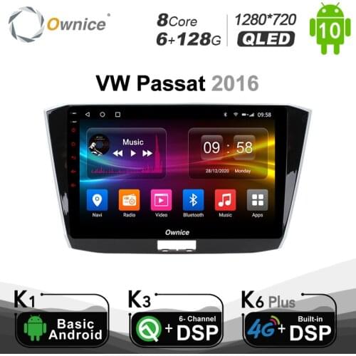 6G+128G QLED Android 10.0 Octa Core Car Radio DVD Player GPS 1280*720 For Volkswagen PASSAT 2016 4G LTE DSP Optical SPDIF
