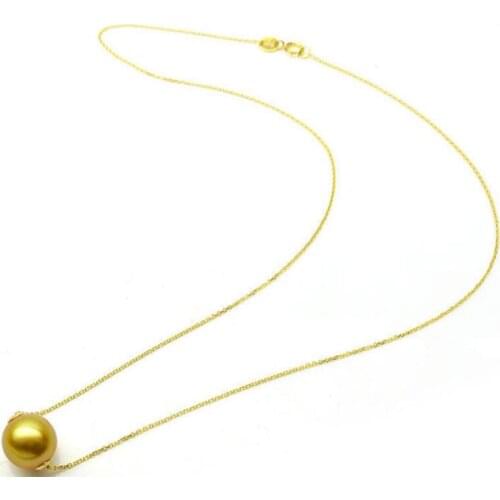 AAAAA Golden South Sea Cultured Pearl Necklace 18K Yellow Gold 10-11MM Certificate GGG
