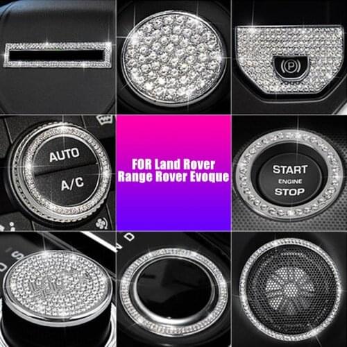 Car Diamond Rear Air Conditioning Vent/Steering Wheel Button Trim Cover Frame for Land Rover Range Rover Evoque 2014-2018 Style