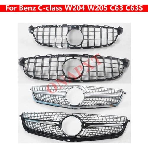 For Mercedes-Benz C-class W204 W205 C63 C63S ABS Plastic Car Styling Middle Grille AMG GT Diamond Front Grill Vertical Bar