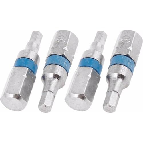 Uxcell Hot Sale 4 Pcs Magnetic 3mm Tip H3 Hex Head Screw Driver Bit