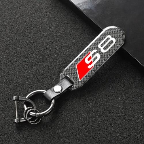Carbon fiber Car Logo key ring 360 Degree Rotating Horseshoe Buckle Car KeyChain For Audi S8 D3 D4 Sport S8 Car Accessories