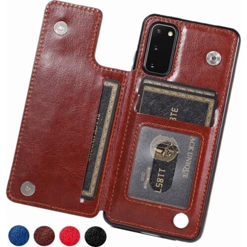 Premium PU Leather Case for Samsung Galaxy S20 S10 S9 S8 Plus Ultra S10e S7 Edge Note 10 Pro Card Slots Magnetic Shockproof Case