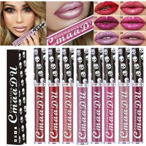 CmaaDu Fashion 8 Color Laser Diamond Symphony Lip Gloss Waterproof Lasting Shiny Metallic Lip Gloss Lipstick Makeup 2021