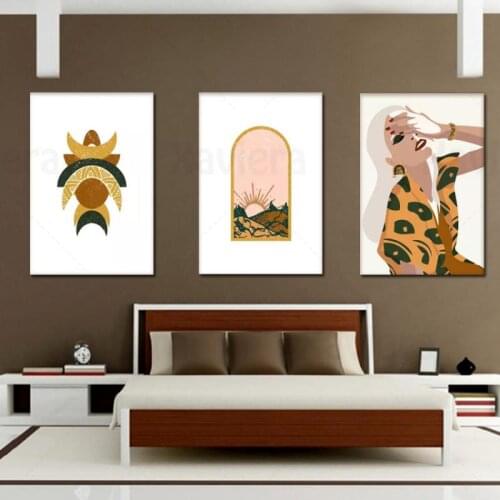 Boho Style Decor Poster Beauty Sunset Scenery Abstract Pattern Bedroom Home Decoration Gallery Wall Art Canvas Painting Unframed