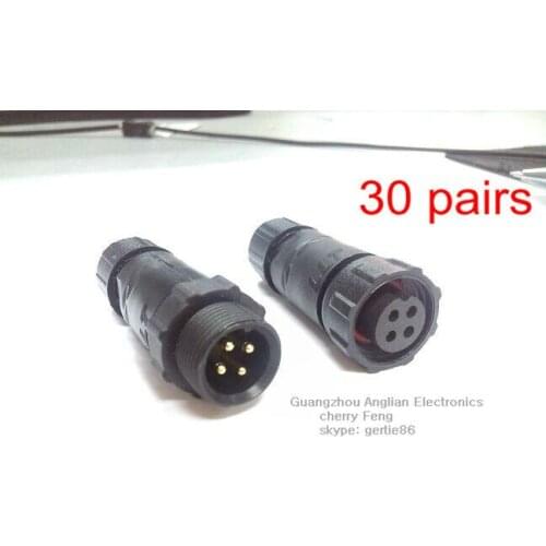 DHL EMS Free Shipping! M14-4pin LED Street lamp special waterproof connector, IP68 Waterproof contacts Plug-In, 30 pairs/lot