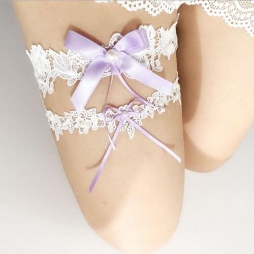 2018 Elegant Women Lace Mesh Bowknot Belt Sexy Suspender Rhinestone Lace Garter For Bride Party Wedding Leg Rings