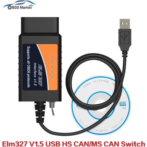 Elm327 V1.5 USB HS CAN/MS CAN Switch PIC18F25K80 for Ford forscan Elmconfig elm 327 usb V1.5 car diagnostic obd2 scanner