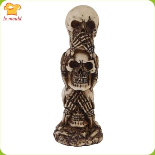 LXYY MOULD New Halloween 3D Skull Silicone Mould Taro Bar Coffee House Decorative Candle Soap Mold