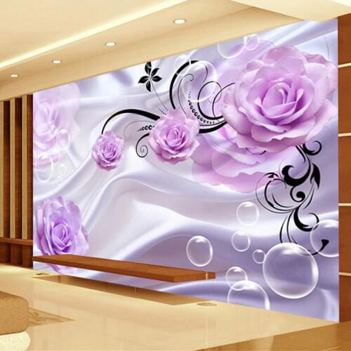 Custom Photo Wallpaper 3D Floral Purple Rose Silk Background Modern Simple Romantic Living Room Bedroom Wall Design Mural Paper