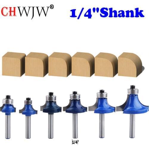 CHWJW 1/4" Corner Round Over Router Bit with Bearing Milling Cutter for Wood Woodworking Tool Tungsten Carbide