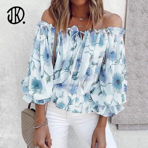 New Cute Style Puff Sleeves One-neck T-shirt Women Summer Beach Pullovers Elastic Band Chiffon T Shirt Oversize Top For Vacation