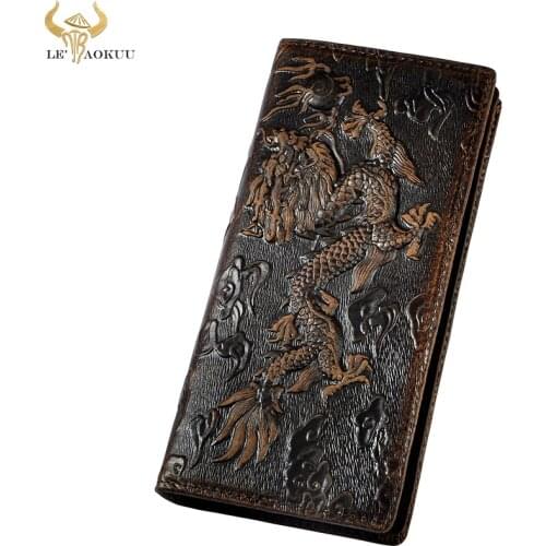 Quality crazy horse leather handmade Unisex long design Casual Cool Gift Organizer wallet fashion Purse Card Holder 1014-dd