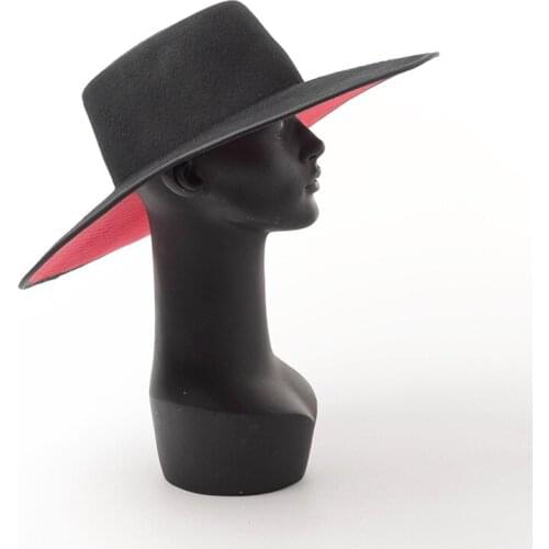 202107-Junxian-2001A Classic winter wool formal black patchwork red model show fedoras hat men women leisure panama jazz hat