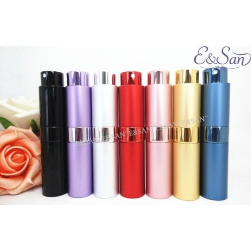 L45-8ML Rotary Aluminum Perfume Dispensing Spray Glass Perfume Bottle of Perfume Lipstick Tube 108pcs/lot
