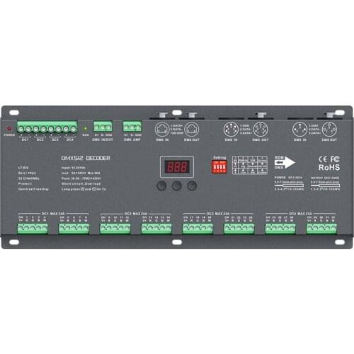 New 32 Channel DMX-PWM Decoder;DC12-24V Input;3A*32CH 96A 2304W Output RGB RGBW Strip Tape Controller XLR-3 XLR-5 RJ45