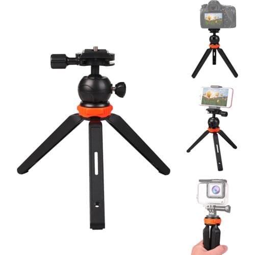 Mini Tripod SLR Vlog Tripods Adjustable 360 Rotation Ballhead With Quick Release Plate Clamp For Phone DSLR Camera for Gopro 9 8