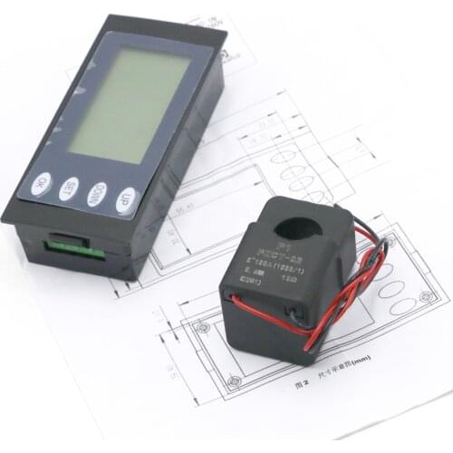 AC80-260v 100A Digital LCD AC Multifunction power meter monitor Voltage Current Energy power working time meter & split-core CT