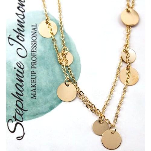 Fashion Women Necklace Double Layer Coin Necklace Bohemia Round Sequins Choker Necklace Pendant On Neck Chain Jewelry