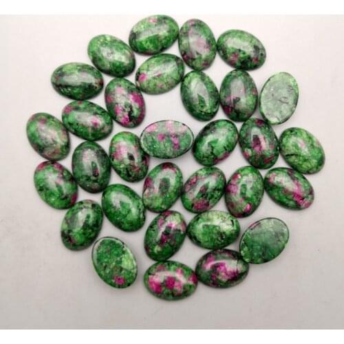 Fashion 50Pcs/lot Natural Stone Epidote Beads jewelry for making oval Cabochon 13x18MM Ring Earrings accessories no hole