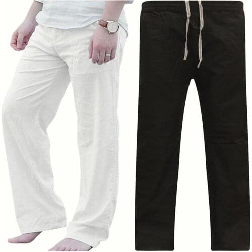 Fashion Men Pants Solid Color Loose Drawstring Sports Yoga Pants Straight Wide Leg Sweatpants штаны мужские 2021