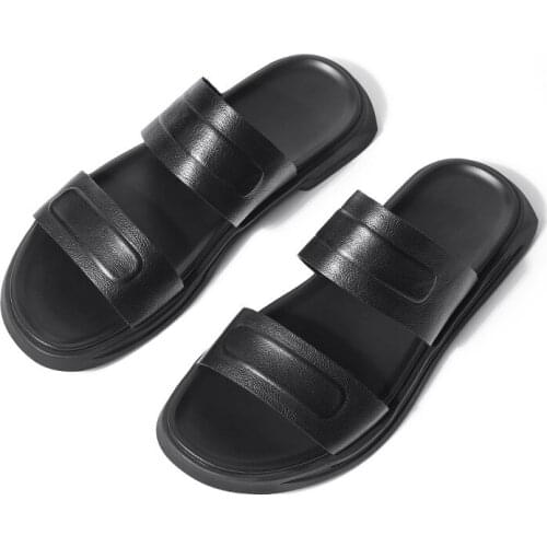 Genuine Leather Men Fashion Slip On Summer Comfortable Soft Leather Slippers Men Comfortable New Style Outdoor Moccasins