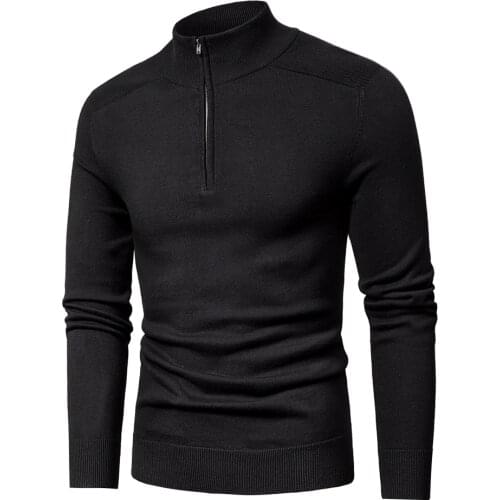 2021 New Spring New Casual Cotton Turtleneck Sweaters Pullover Men Autumn Fashion Knitted Zip Sweater Jacket Men Collection