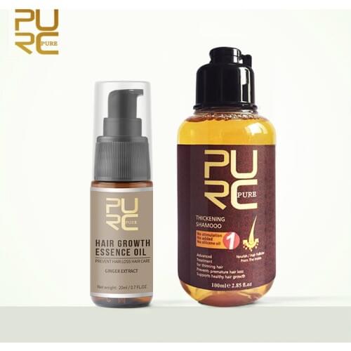 PURC Grow hair fast Hair Growth Essence Oil Treatment Preventing Hair Loss Care And Thicken Hair Shampoo Set