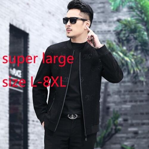 New Arrival Suepr Large Autumn Spring Fashion Men Oversize Casual Baseball Collar Printed Jacket Plus Size L-3XL4XL5XL6XL7XL8XL