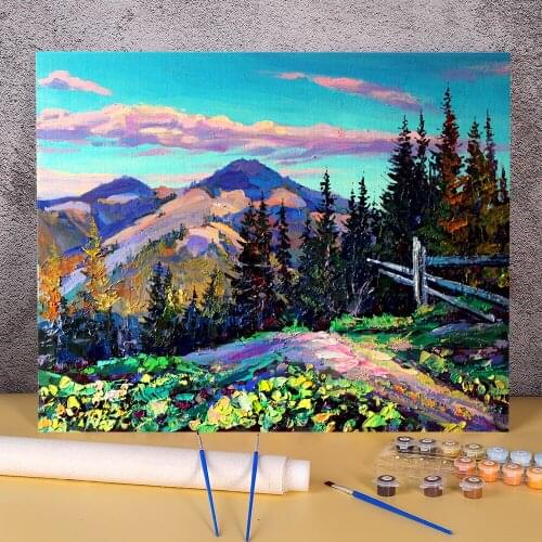 Landscape Moumt Roztitska Coloring By Numbers Painting Complete Kit Acrylic Paints 40*50 Canvas Painting New Handicraft