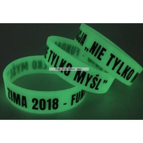 Custom Promotion Glow In Dark Cheap Print Bands Logo Silk Screen Print Gift Hand Bracelet Silicone 100