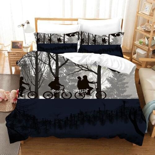 Adventure Stranger Things Sticker Bedding Linen Cartoon Anime Duvet Covered Pillow Case Childrens Anime Quilt Bedding Set