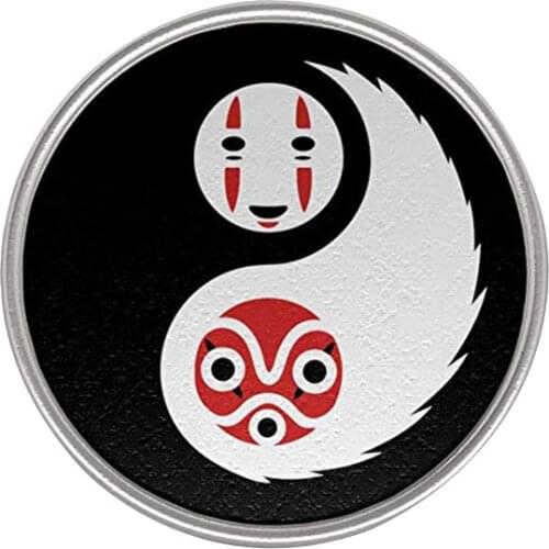 Princess Mononoke & No face lapel pin yin yang button badge Ghibli pop mash-up art collection